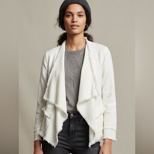 Free People Rae Femme Linen Jacket Ivory Raw Edge Size S